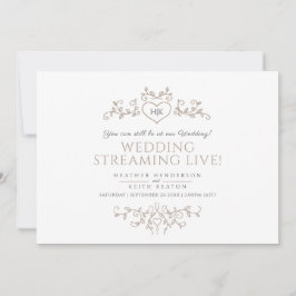 Monogram bruin wit blad trouw live streaming aankondiging