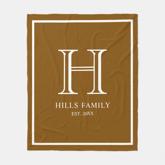 Monogram Bruin & Wit Trouwkoppels Namen Fleece Deken (Voorkant)