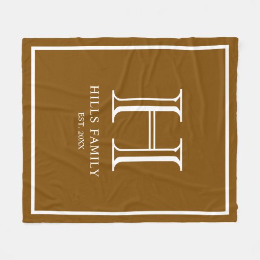Monogram Bruin & Wit Trouwkoppels Namen Fleece Deken (Voorkant (Horizontaal))