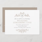 Monogram bruin witte blad trouw live streaming aankondiging (Voorkant / Achterkant)