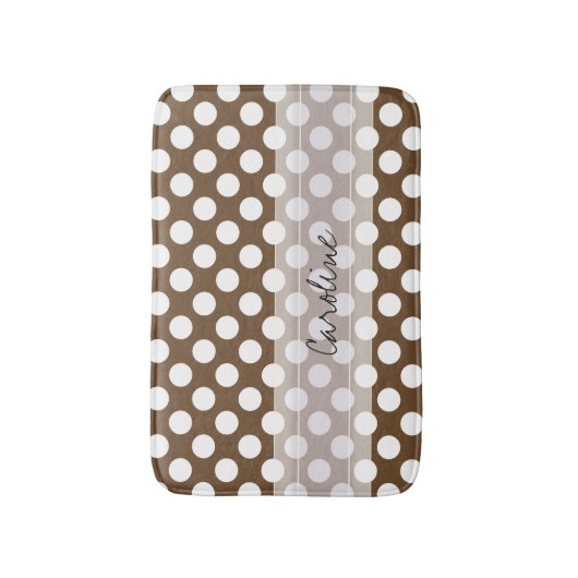 Monogram Bruin Witte Trendy Fun Polka Dot Pattern Badmat (Voorkant Verticaal)
