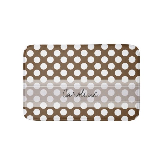 Monogram Bruin Witte Trendy Fun Polka Dot Pattern Badmat (Voorkant)