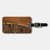 Monogram bruin, zwart en goudluipaard bagagelabel (Voorkant horizontaal)