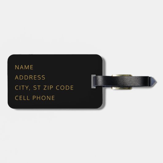 Monogram bruin, zwart en goudluipaard bagagelabel (Achterkant horizontaal)