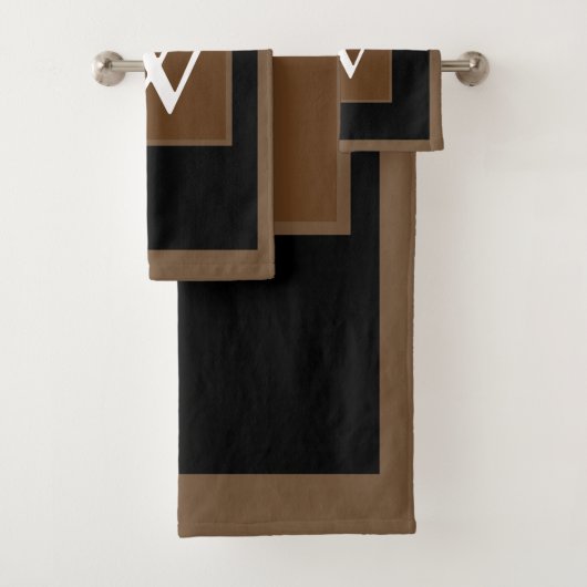 Monogram Bruin Zwart Wit Blokpatroon Bad Handdoek (Insitu)