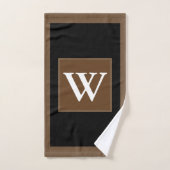 Monogram Bruin Zwart Wit Blokpatroon Bad Handdoek (Handdoek)