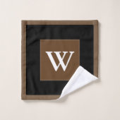 Monogram Bruin Zwart Wit Blokpatroon Bad Handdoek (Wasdoekje)