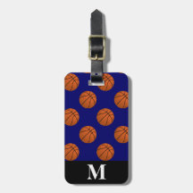 Monogram bruine basketbalballen, marineblauw