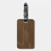 Monogram bruine bruinvet leder goudcirkels bagagelabel (Achterkant verticaal)