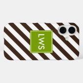Monogram bruine en groene diagonale strepen Case-Mate iPhone case (Achterkant (horizontaal))