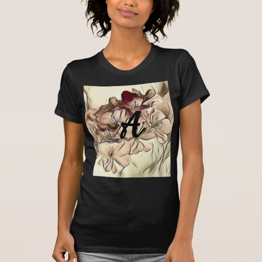 Monogram  bruine kersenbloesems t-shirt (Voorkant)