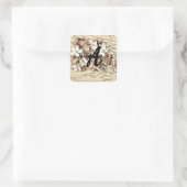 Monogram bruine kersenbloesems vierkante sticker (Tas)