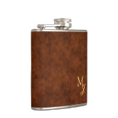 Monogram Bruine Nep Leer Fles Heupfles (Rechts)