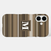 Monogram bruine strepen Case-Mate iPhone case (Achterkant (horizontaal))