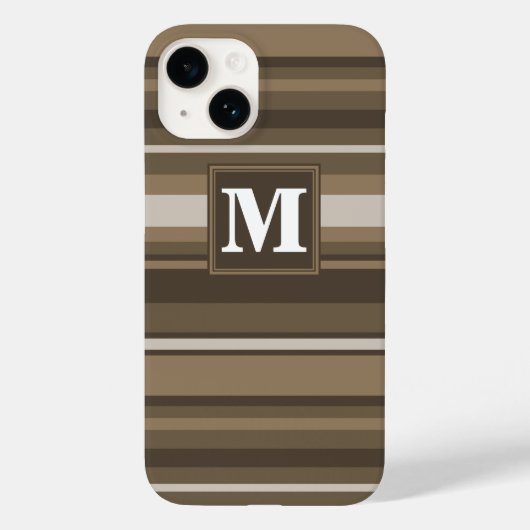 Monogram bruine strepen Case-Mate iPhone case (Achterkant)