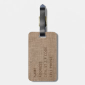 Monogram - Bruine structuur jute Bagagelabel (Achterkant verticaal)