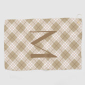 Monogram Bruine Tane Beige Schotse Tartan Buffalo  Golfhanddoek (Horizontaal)