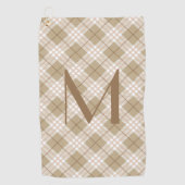 Monogram Bruine Tane Beige Schotse Tartan Buffalo  Golfhanddoek (Voorkant)