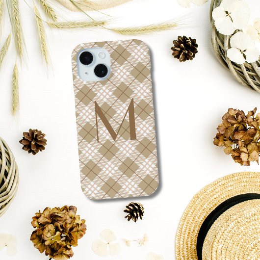 Monogram Bruine Tane Beige Tartan Buffalo Plaid Case-Mate iPhone Case