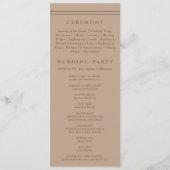 Monogram Bruine Taupe Christelijk Huwelijksprogram Programmakaart (Achterkant)