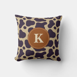 Monogram Bruine Zwarte Koe Afdruk en Blauwgroen ac Kussen