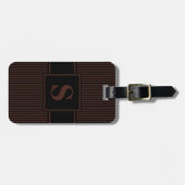 Monogram Bruine Zwarte Streep Bagagelabel (Voorkant horizontaal)