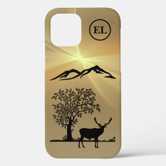 Monogram Buck Silhouet Apple iPhone 12 Hoesje (Achterkant)