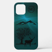 Monogram Buck Silhouet Apple iPhone 12 Hoesje (Achterkant)
