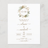 Monogram budget Tropische Pampas Grass Wedding Flyer (Voorkant)