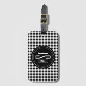 Monogram, Buffalo Check Plaid zwart en wit Bagagelabel (Voorkant (verticaal))