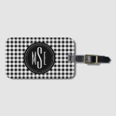 Monogram, Buffalo Check Plaid zwart en wit Bagagelabel (Voorkant (horizontaal))