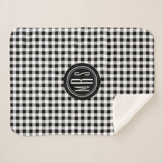 Monogram, Buffalo Check Plaid zwart en wit Sherpa Deken (Voorkant (horizontaal))