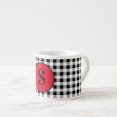 Monogram Buffalo Check & Stijlvolle Rode 6oz. Espresso Kop (Voorkant rechts)
