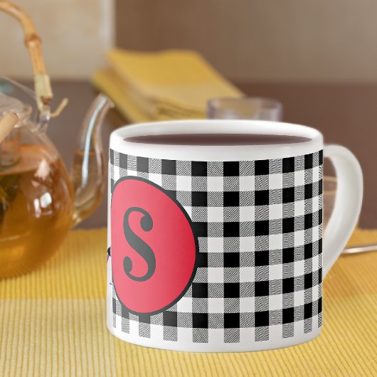 Monogram Buffalo Check & Stylish Red 6oz. Espresso Kop