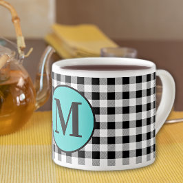 Monogram Buffalo Check & Turquoise 6oz. Espresso Kop