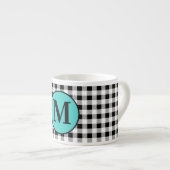 Monogram Buffalo Check & Turquoise 6oz. Espresso Kop (Voorkant rechts)