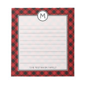 Monogram Buffalo met rode en zwarte kerst Notitieblok (Voorkant)