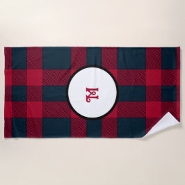 Monogram buffalo plaid Handdoek