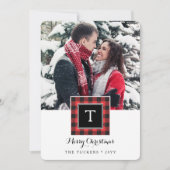 Monogram Buffalo Pset Red Black Kerst Feestdagenkaart (Voorkant)