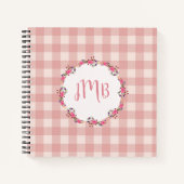 Monogram Buffalo | Roze cheques en bloemen Notitieboek (Voorkant)