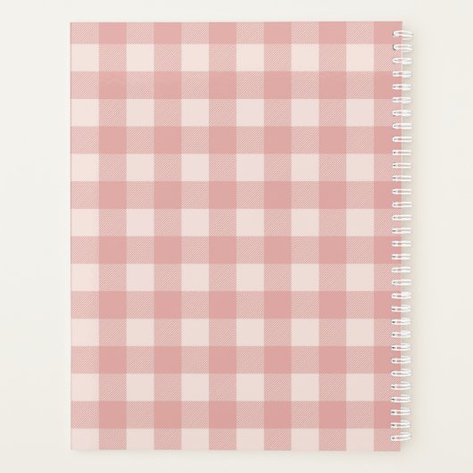 Monogram Buffalo | Roze cheques en bloemen Planner (Achterkant)