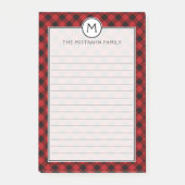 Monogram Buffalo Spelde Rode Zwarte Kerstlijst Post-it® Notes (Voorkant)