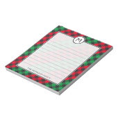 Monogram Buffel Plaid Feestelijke Kerst Notitieblok (Linkerzijde)