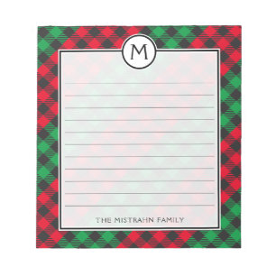 Monogram Buffel Plaid Feestelijke Kerst Notitieblok