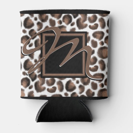 Monogram buiten de verpakking Zwarte bruine luipaa Blikjeskoeler (Voorkant)