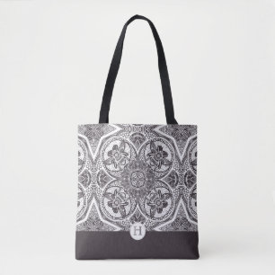 Monogram Bumblebees Mandala Canvas tas