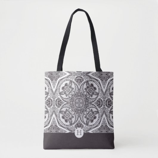 Monogram Bumblebees Mandala Canvas tas (Voorkant)