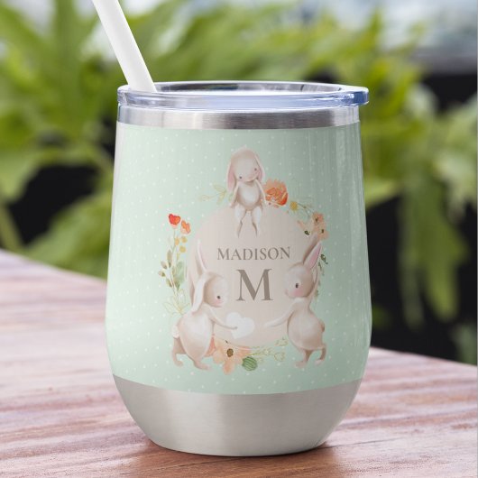 Monogram Bunny Rabbits Floral Easter, op maat gesn