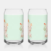Monogram Bunny Rabbits Floral Easter, op maat gesn Blikvorm Glas (Rechts)