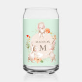 Monogram Bunny Rabbits Floral Easter, op maat gesn Blikvorm Glas (Voorkant)
